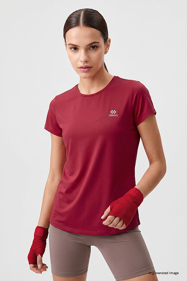 Viva Kırmızı Basic Kısa Kol Standart Kalıp O Yaka Kadın T-Shirt - 97144 - 1