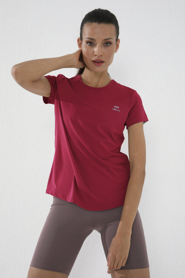 Viva Kırmızı Basic Kısa Kol Standart Kalıp O Yaka Kadın T-Shirt - 97144 - 4