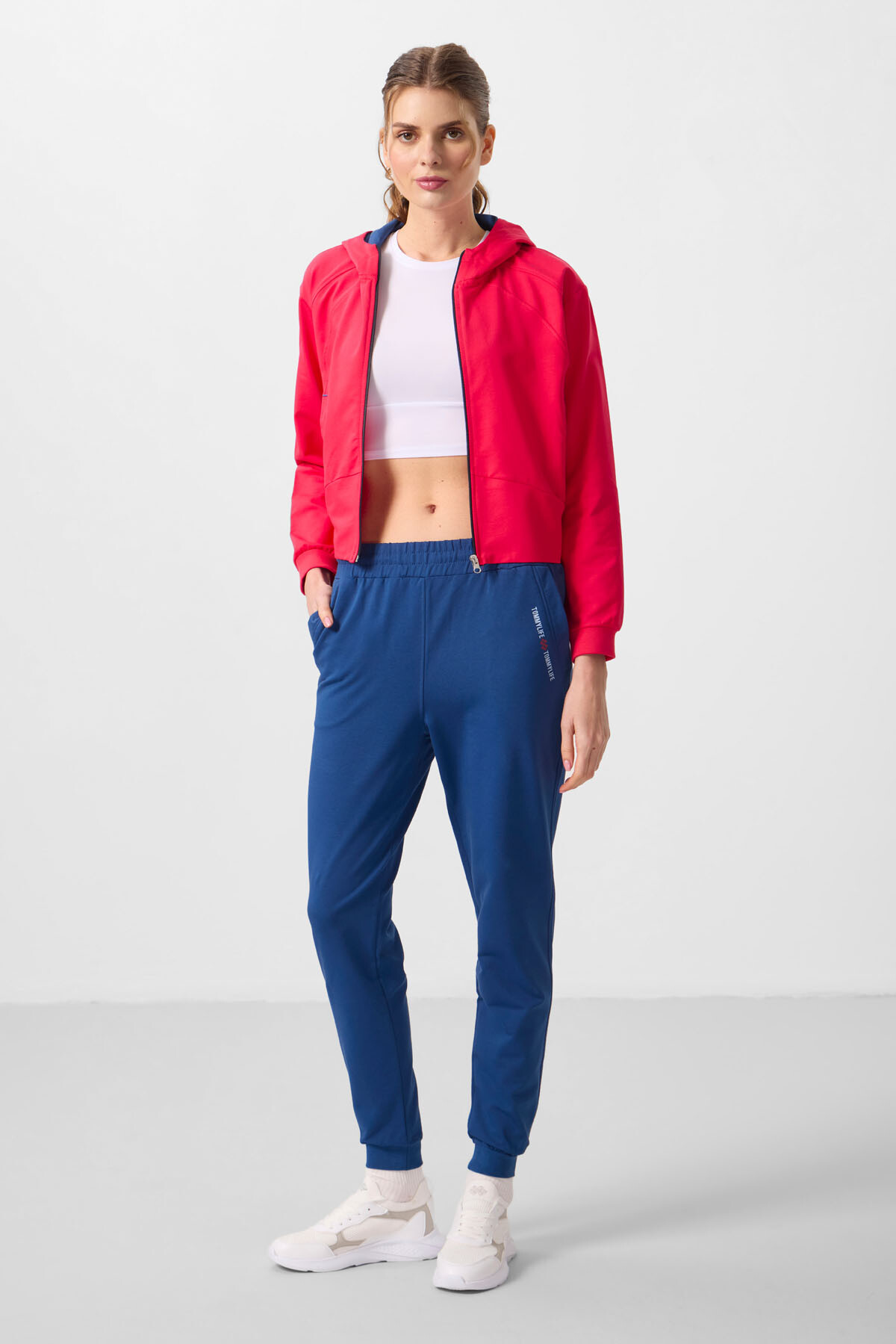 Viva Kırmızı-Parlament Kapüşonlu Fermuarlı Oversize Kadın Eşofman Takım - 95328 - TOMMYLIFE