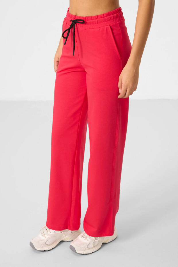 Viva Kırmızı Dik Yaka Fermuarlı Pamuklu Kadın Eşofman Tunik Takım - 95346 - 3