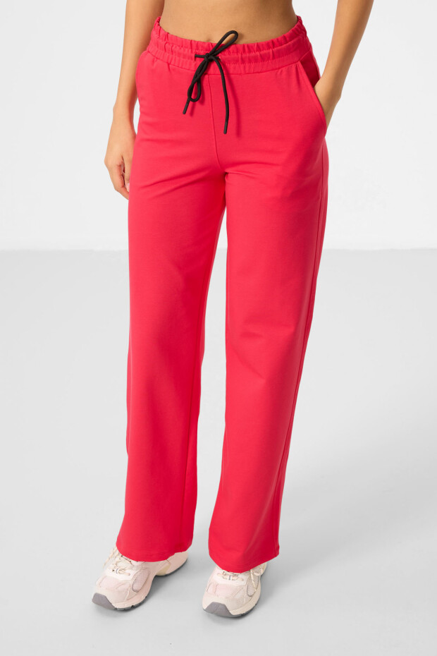 Viva Kırmızı Dik Yaka Fermuarlı Pamuklu Kadın Eşofman Tunik Takım - 95346 - 7