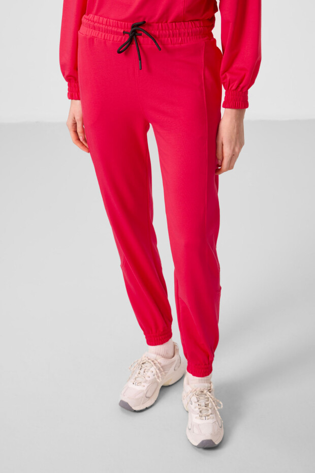 Viva Kırmızı O Yaka Basic Oversize Kadın Eşofman Tunik Takım - 95347 - 2