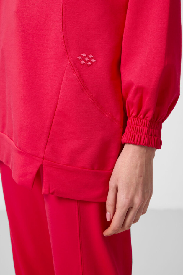 Viva Kırmızı O Yaka Basic Oversize Kadın Eşofman Tunik Takım - 95347 - 6