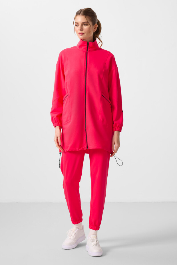 Viva Kırmızı Dik Yaka Fermuarlı Rahat Form Kadın Eşofman Tunik Takım - 95345 - 5