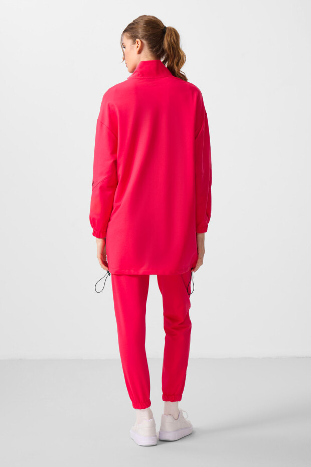 Viva Kırmızı Dik Yaka Fermuarlı Rahat Form Kadın Eşofman Tunik Takım - 95345 - 7