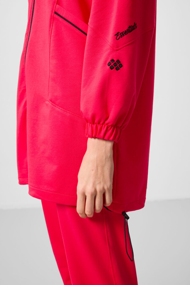 Viva Kırmızı Dik Yaka Fermuarlı Rahat Form Kadın Eşofman Tunik Takım - 95345 - 6