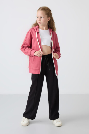 Yaban Gülü Pamuklu İçi Tüylü Yumuşak Dokulu Standart Fit Nakışlı Kız Çocuk Sweatshirt - 75149 - TOMMYLIFE (1)