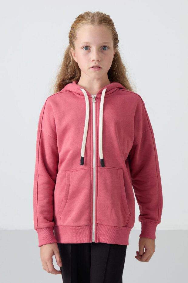 Yaban Gülü Pamuklu İçi Tüylü Yumuşak Dokulu Standart Fit Nakışlı Kız Çocuk Sweatshirt - 75149 - 2