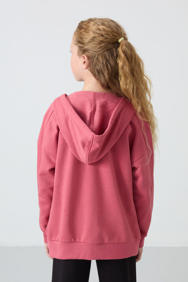 Yaban Gülü Pamuklu İçi Tüylü Yumuşak Dokulu Standart Fit Nakışlı Kız Çocuk Sweatshirt - 75149 - 5