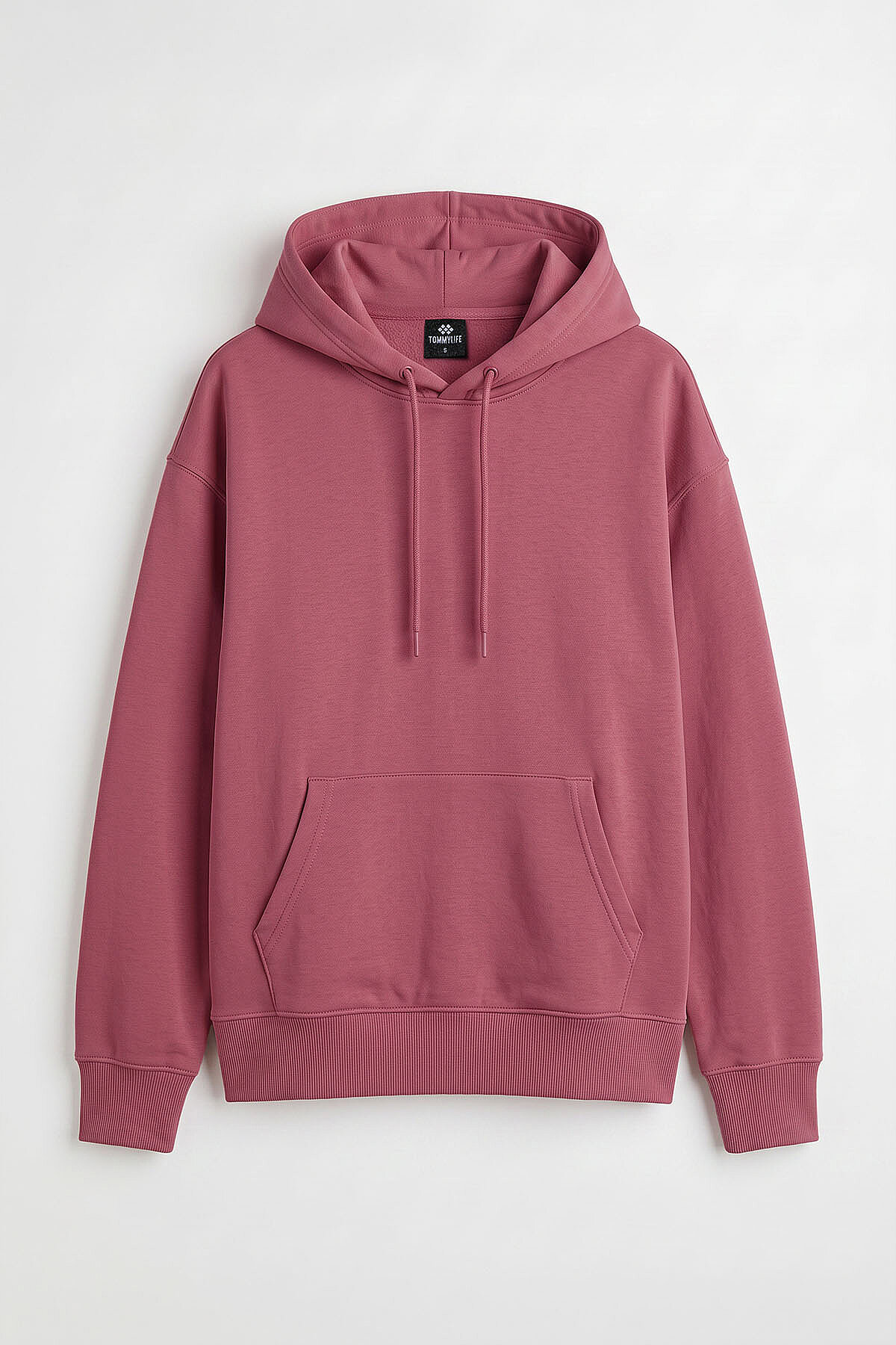Yaban Gülü Standart Kapüşonlu Kanguru Cepli Basic Kadın Sweatshirt - 97321 - TOMMYLIFE (1)