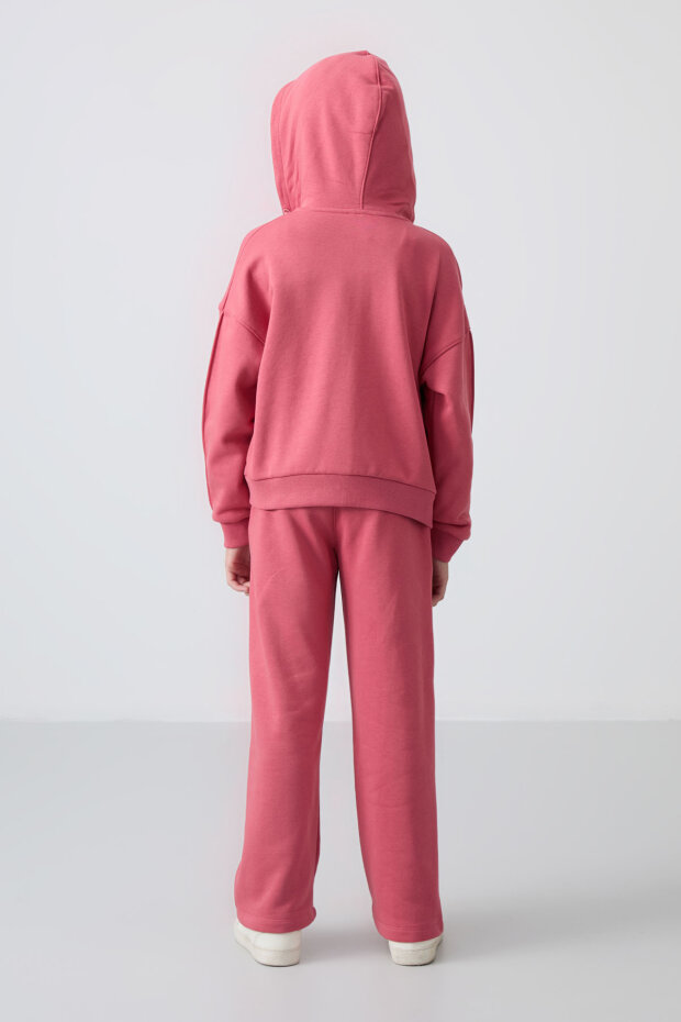 Yaban Gülü Pamuklu İçi Tüylü Yumuşak Dokulu Standart Fit Nakışlı Kız Çocuk Eşofman Takım - 75161 - 7