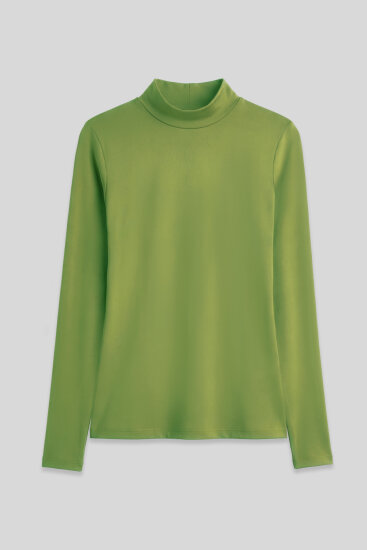 Yağ Yeşili Balıkçı Yaka Basic Uzun Kollu Kadın Body - 97306 