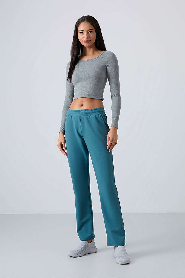 Zümrüt Yüksek Bel Cepli Rahat Form Klasik Paça Kadın Eşofman Alt - 94584 - 1